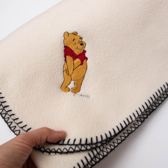 Vintage Disney Winnie The Pooh Baby Blanket 45"x58" Fleece Embroidered Soft Cozy - Picture 5 of 6